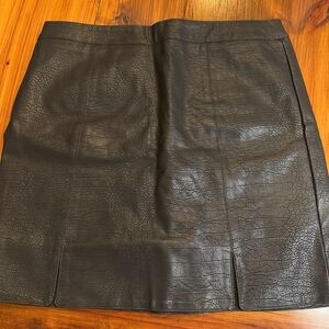 Black Textured Leather Skirt